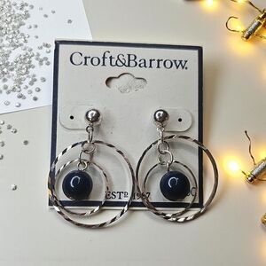 Croft & Barrow Silver and Blue Hoop Earrings